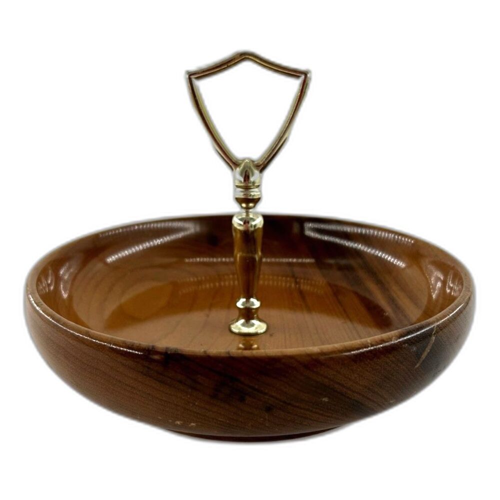 Oregon Myrtlewood Dish With Gold Metal Handle High Gloss Finish North Bend OR